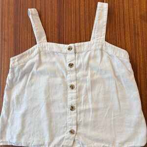 J.Crew Linen Blend Button-Front Tank Top — White